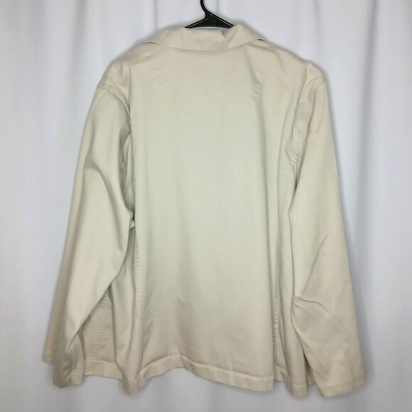 CJ Banks Khaki Canvas Shirt Jacket Button Front Long Slve Cotton Womens 3X - Picture 2 of 7